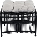 3 Pieces Wicker Outdoor Patio Furniture Set with Lounge Chair, Balcony Chairs Table Set with Cushions, Ottoman, Patio Conversation Sets for Garden,Deck,and Porch, Black & Beige