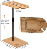 Couch Tray Table Bamboo Height Adjustable Side Table for Sofa C-Shaped Oval End Tables with Slots for Bed & Chairs in Living Room & Bedroom (Oval + Rectangle)