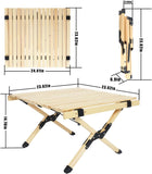 Portable Foldable Outdoor Picnic Table - Natural Beech Wood Camping Table with X-Frame Design -Small Sizes