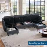 Convertible Sectional Sofa with Storage Seat 6 Seat Sofa with Reversible Chaise U Shaped Sectional Couch for Living Room,Dark Grey