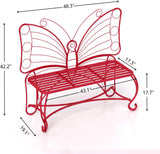 Butterfly Cast Metal Garden Bench, Outdoor Bench Patio Seat, Park Bench Outdoor Seating for Garden, Yard, Park, Entryway