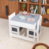 3 - in - 1 Wooden Table and Chair Set with Storage Drawer - Ideal for Drawing, Reading & Crafts - 2 - in - 1 Detachable Tabletop