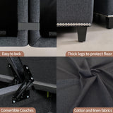 Convertible Sectional Sofa with Storage Seat 6 Seat Sofa with Reversible Chaise U Shaped Sectional Couch for Living Room,Dark Grey