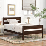 Twin Bed with Headboard and Footboard,Espresso