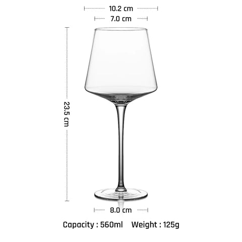 18.5 Ounce Elegant Stemmed Red Wine Glass Clear Lead Free Crystal Burgundy Glasses