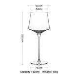 18.5 Ounce Elegant Stemmed Red Wine Glass Clear Lead Free Crystal Burgundy Glasses