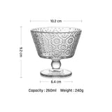 9 oz. Clear Glass Dessert Bowl Ice Cream Tall Glass Vintage Footed Glass Embossed Cups