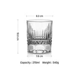 9 oz Bar Glasses Embossed Rock Nonpareil Heavy Geometric Bottom Whiskey Glasses