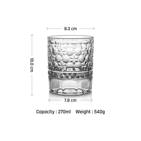 9 oz Bar Glasses Embossed Rock Nonpareil Heavy Geometric Bottom Whiskey Glasses