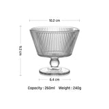 9 oz. Clear Glass Dessert Bowl Ice Cream Tall Glass Vintage Footed Glass Embossed Cups