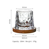 Creative Decompression Mug Embossed Vintage 360 Degree Rotating Nonpareil Whiskey Glass Wooden Base