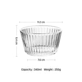 Vertical Striped Glass Serving Bowl Salad Ice Cream Dessert Bowl 4.5 Inch Ribbed Mini Prep Bowl