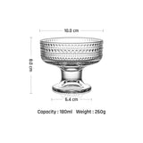 Mini 6 oz Ice Cream Sundae Glasses with Feet Embossed Dessert Bowl Polishing Technique