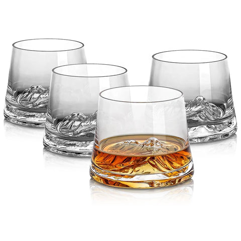 Japanese Bar Wine Glass Clear Drinking Glass Mt. Fuji Whiskey tilting doll