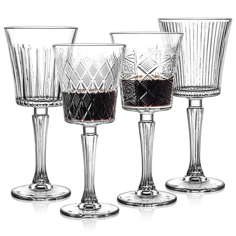 Vintage Chic Textured Embossed Stem Red Wine Glasses Thickened Wine Glasses