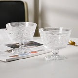 9 oz. Clear Glass Dessert Bowl Ice Cream Tall Glass Vintage Footed Glass Embossed Cups