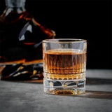 9 oz Bar Glasses Embossed Rock Nonpareil Heavy Geometric Bottom Whiskey Glasses