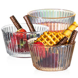 Vertical Striped Glass Serving Bowl Salad Ice Cream Dessert Bowl 4.5 Inch Ribbed Mini Prep Bowl