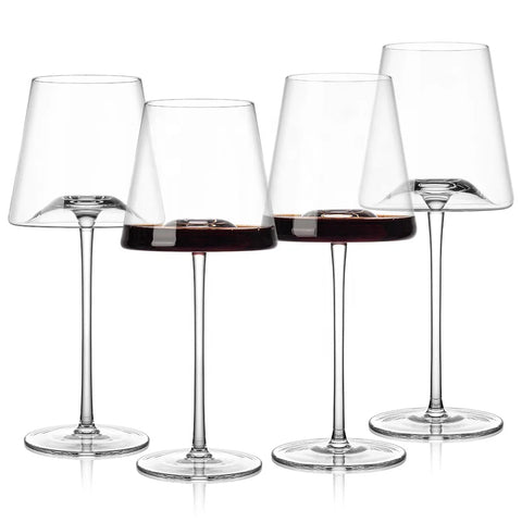 Elegant Trapezoidal White Wine Glasses Stemless Concave Bottom Stemmed Highball Glasses