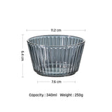 Vertical Striped Glass Serving Bowl Salad Ice Cream Dessert Bowl 4.5 Inch Ribbed Mini Prep Bowl