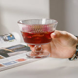 9 oz. Clear Glass Dessert Bowl Ice Cream Tall Glass Vintage Footed Glass Embossed Cups
