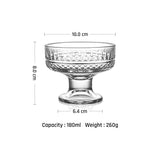 Mini 6 oz Ice Cream Sundae Glasses with Feet Embossed Dessert Bowl Polishing Technique