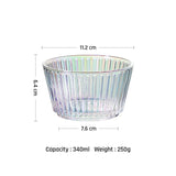 Vertical Striped Glass Serving Bowl Salad Ice Cream Dessert Bowl 4.5 Inch Ribbed Mini Prep Bowl