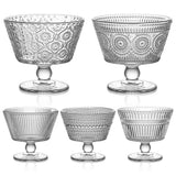 9 oz. Clear Glass Dessert Bowl Ice Cream Tall Glass Vintage Footed Glass Embossed Cups