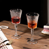 Vintage Chic Textured Embossed Stem Red Wine Glasses Thickened Wine Glasses