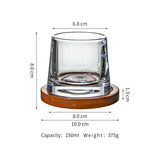 Creative Decompression Mug Embossed Vintage 360 Degree Rotating Nonpareil Whiskey Glass Wooden Base
