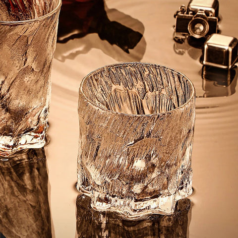 Japanese Glacier Frosted Glasses Clear Old Fashioned Whiskey Rock Glasses