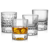 9 oz Bar Glasses Embossed Rock Nonpareil Heavy Geometric Bottom Whiskey Glasses