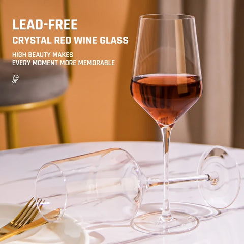 Personalized Clear Crystal Bordeaux Wine Glasses, Long Stem Elegant Red Wine Glasses