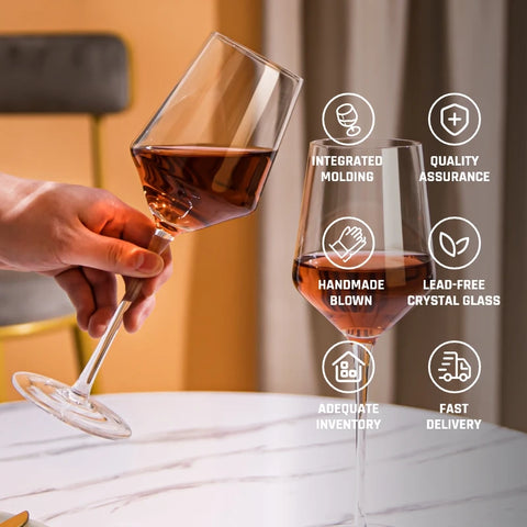 Personalized Clear Crystal Bordeaux Wine Glasses, Long Stem Elegant Red Wine Glasses