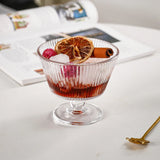 9 oz. Clear Glass Dessert Bowl Ice Cream Tall Glass Vintage Footed Glass Embossed Cups
