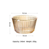 Vertical Striped Glass Serving Bowl Salad Ice Cream Dessert Bowl 4.5 Inch Ribbed Mini Prep Bowl