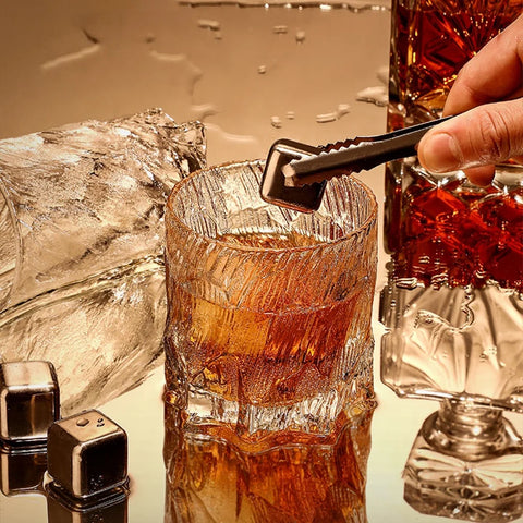 Japanese Glacier Frosted Glasses Clear Old Fashioned Whiskey Rock Glasses