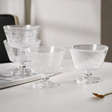 9 oz. Clear Glass Dessert Bowl Ice Cream Tall Glass Vintage Footed Glass Embossed Cups