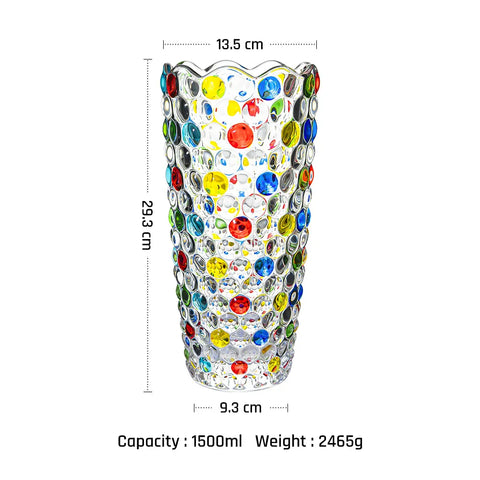 Hand Painted Colorful Dots Glass Vase Crystal Glass Vase Flower Arrangement Home Decoration