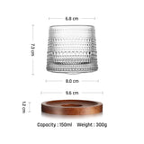 Creative Decompression Mug Embossed Vintage 360 Degree Rotating Nonpareil Whiskey Glass Wooden Base