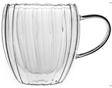 Household striped double-layer cup high borosilicate high temperature double-layer glass water cup simple tea cups high value coffee cups