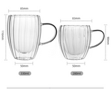 Household striped double-layer cup high borosilicate high temperature double-layer glass water cup simple tea cups high value coffee cups