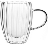 Household striped double-layer cup high borosilicate high temperature double-layer glass water cup simple tea cups high value coffee cups
