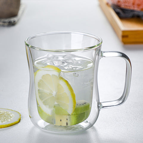 Cross-border supply high borosilicate double-layer glass cup high temperature resistant creative transparent with handle tea milk coffee water cups