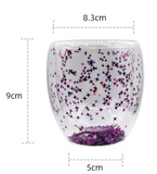 High borosilicate creative double layer high temperature ins style personalized glitter sequins star egg-shaped juice coffee cups