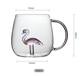 High borosilicate creative three-dimensional glass cup high temperature resistant household milk cup coffee cup with handle high value office water cups