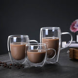 High borosilicate double-layer glass cup heat insulation household transparent cup milk coffee cup two-piece set
