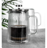 French press pot double glass hand brewing mocha pot French filter pressure home brewing tea filter pot milk froth coffee pots