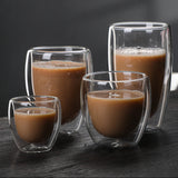 High borosilicate double-layer glass cup heat insulation household transparent cup milk coffee cup two-piece set