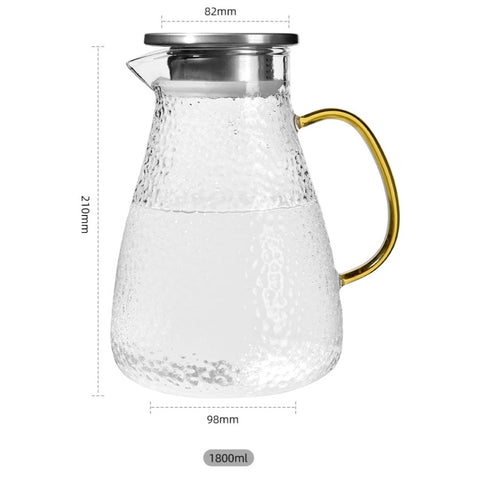 Cold water kettle glass high-temperature resistant household large-capacity cool water cup thickened tea kettle high-color hammer-eye pattern cool water kettle